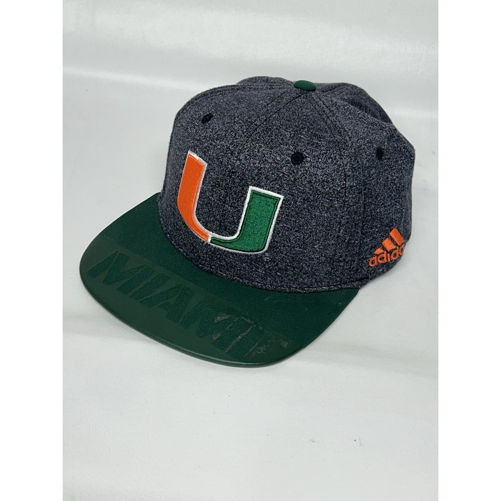 Miami Hurricanes Hat Cap Snap Back Grey Adidas Climate Miami U NCAA Football Guy